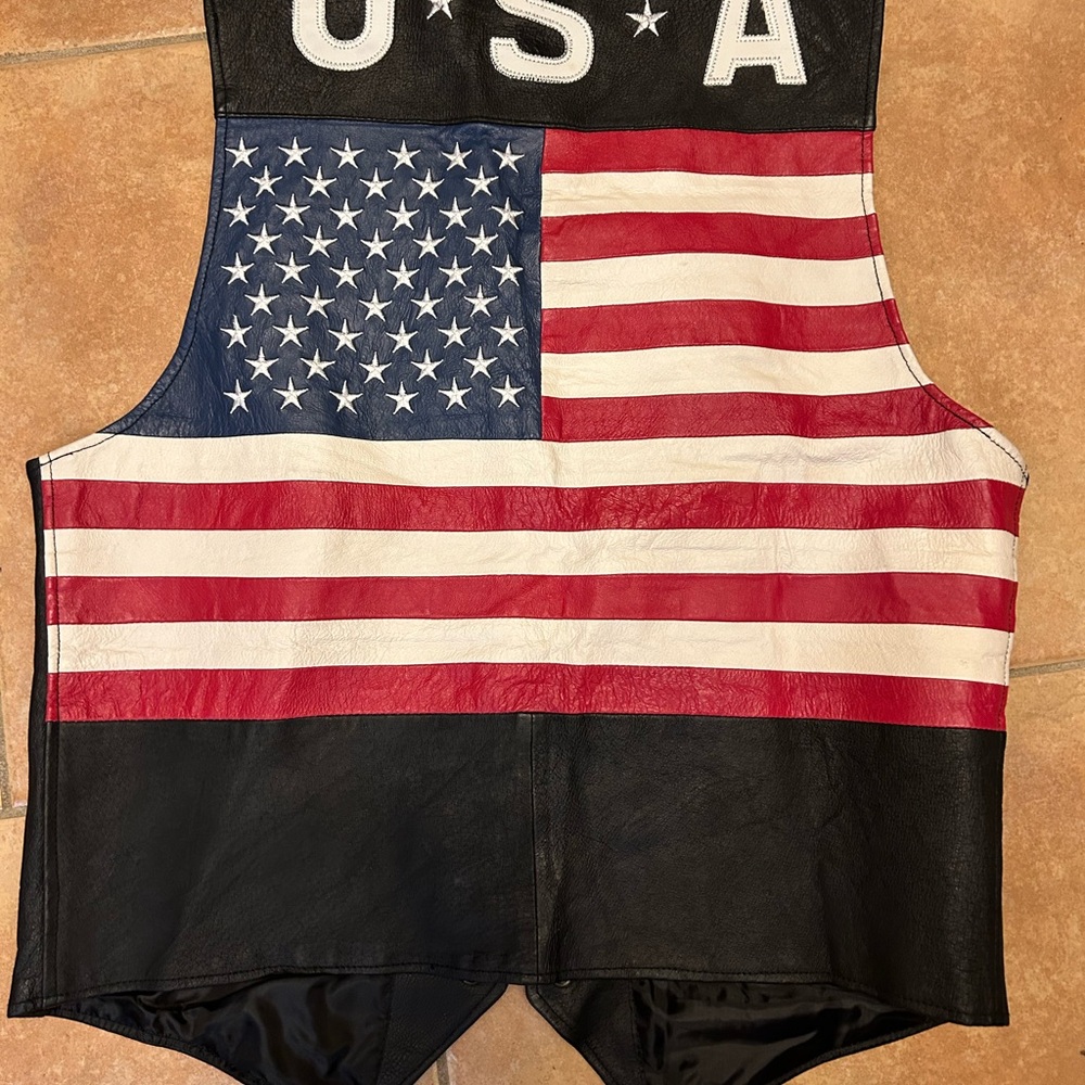 Bikestar men medium USA leather biker vest